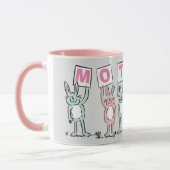 Cadeau voor moeder met leuke konijnen mok (Links)