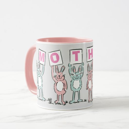 Cadeau voor moeder met leuke konijnen mok (Voorkant links)