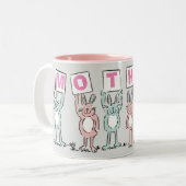 Cadeau voor moeder met leuke Schattigee konijnen Tweekleurige Koffiemok (Voorkant links)
