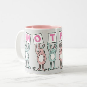 Cadeau voor moeder met leuke Schattigee konijnen Tweekleurige Koffiemok