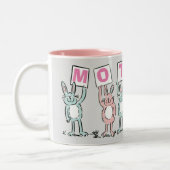 Cadeau voor moeder met leuke Schattigee konijnen Tweekleurige Koffiemok (Links)