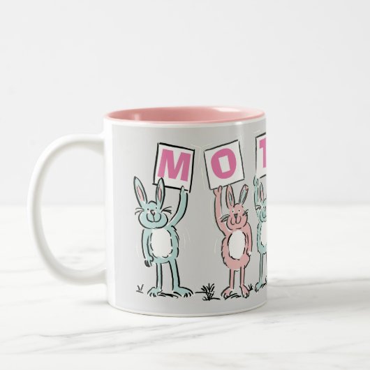 Cadeau voor moeder met leuke Schattigee konijnen Tweekleurige Koffiemok (Links)