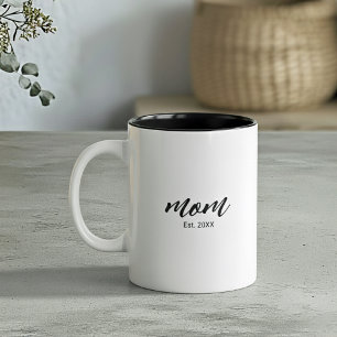 Cadeau voor Moeder met Nieuwe Moeder Script Tweekleurige Koffiemok