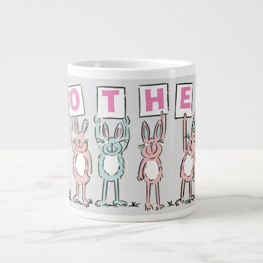 Cadeau voor moeder met vlinderkonijnen grote koffiekop (Voorkant)