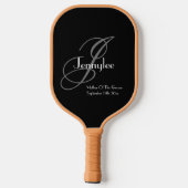 Cadeau voor moeder van bruidegom script Chic Monog Pickleball Paddle (Achterkant)