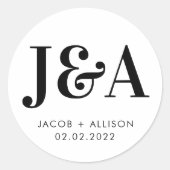 cadeau voor monogram elegant bruiloft ronde sticker (Voorkant)