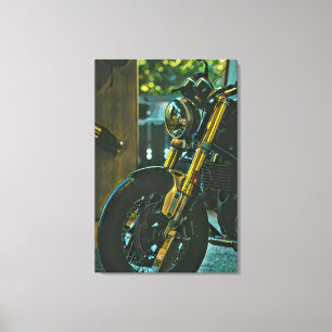 cadeau voor motorfietsen met retro motor canvas afdruk