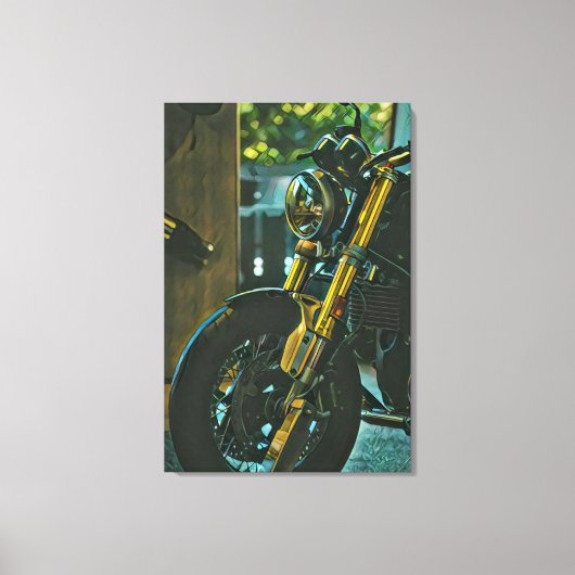 cadeau voor motorfietsen met retro motor canvas afdruk (Voorkant)