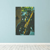 cadeau voor motorfietsen met retro motor canvas afdruk (Insitu (Houten vloer))