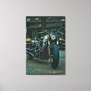 cadeau voor motorfietsen met retro motor canvas afdruk