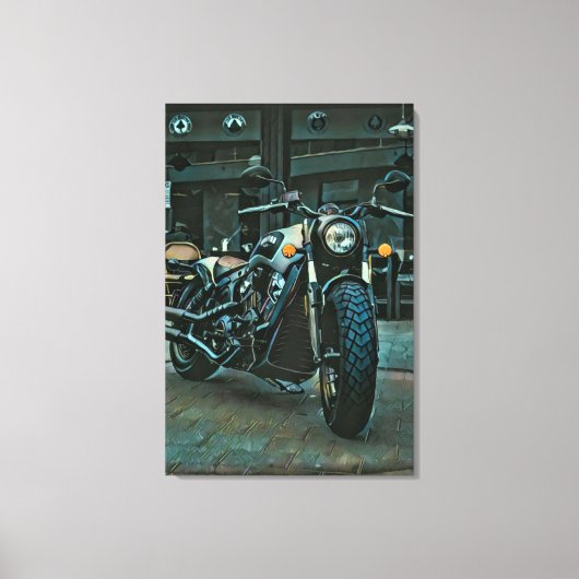 cadeau voor motorfietsen met retro motor canvas afdruk (Voorkant)