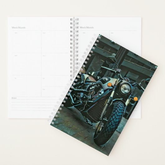 cadeau voor motorfietsen met retro motor planner (Display)