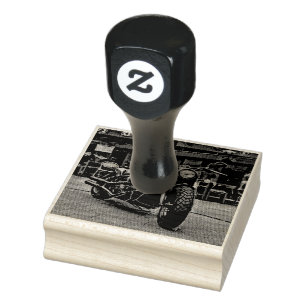 cadeau voor motorfietsen met retro motor rubberstempel