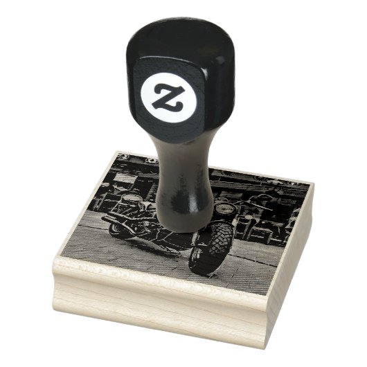 cadeau voor motorfietsen met retro motor rubberstempel (Stempel)