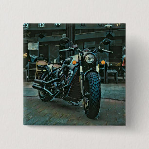 cadeau voor motorfietsen met retro motor vierkante button 5,1 cm