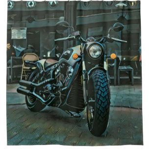cadeau voor motorfietsen met retro motorfiets douchegordijn