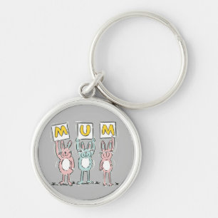 Cadeau voor Mum Fun Rabbits Design Sleutelhanger