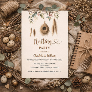 Cadeau voor nestelende vogels boho baby shower kaart