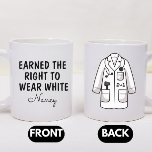 Cadeau voor nieuwe dokter, gepersonaliseerde witte koffiemok