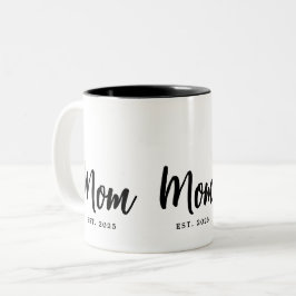 Cadeau voor nieuwe moeder opgericht jaar tweekleurige koffiemok