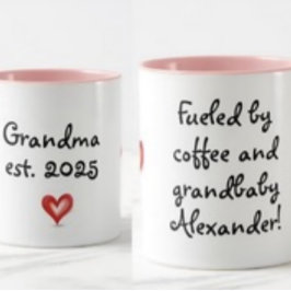 Cadeau voor oma, gepersonaliseerd met naam en jaar mok