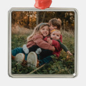 Cadeau voor oma | Kleinkinderen Foto Kerstmis Metalen Ornament (Voorkant)