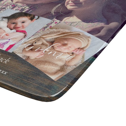 Cadeau voor oma opa foto collage grootouders snijplank (Hoek)