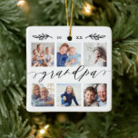 Cadeau voor opa | Foto-collage voor kleinkinderen Keramisch Ornament<br><div class="desc">Verstuur een mooi gepersonaliseerd cadeau naar je opa dat hij voor altijd zal koesteren. Speciaal gepersonaliseerd ornament voor kleinkinderen fotocollage om uw eigen speciale familiefoto's en herinneringen weer te geven. Ons ontwerp is voorzien van een eenvoudig rasterontwerp met zes foto's en opa, dat is ontworpen in een prachtige, handgeschreven zwarte...</div>