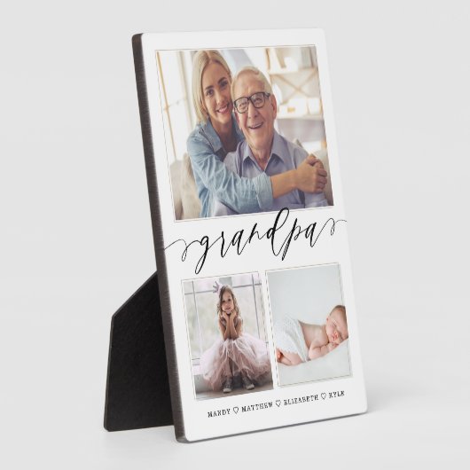 Cadeau voor opa | Grootkinderen 3 Foto-collage Fotoplaat (Zijkant)