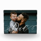 Cadeau voor papa | Classy Script Calligraphy Keepo Fotoblokken (Voorkant)