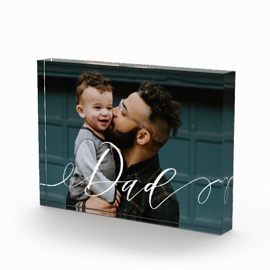 Cadeau voor papa | Classy Script Calligraphy Keepo Fotoblokken (Rechts)