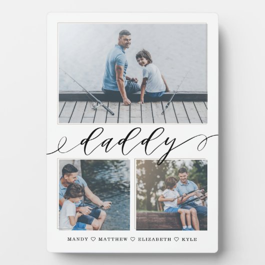 Cadeau voor papa | Familie Memories 3 Foto Collage Fotoplaat (voorkant)