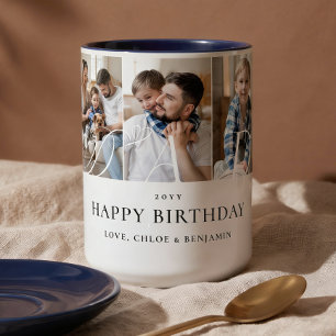 Cadeau voor papa: foto collage verjaardag aandenke tweekleurige koffiemok