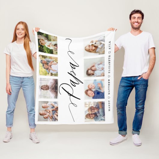 Cadeau voor Papa | Foto-collage voor kleinkinderen Fleece Deken (In situ)