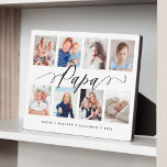 Cadeau voor Papa | Foto-collage voor kleinkinderen Fotoplaat<br><div class="desc">Verstuur een mooi gepersonaliseerd cadeau naar je opa (Papa) dat hij voor altijd zal koesteren. Speciale gepersonaliseerde fotocollage voor kleinkinderen om uw eigen speciale familiefoto's en herinneringen weer te geven. Ons ontwerp is voorzien van een eenvoudig rasterontwerp met acht foto's, met "Papa", dat is ontworpen in een prachtige, handgeschreven zwarte...</div>