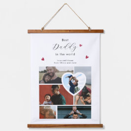 Cadeau voor papa Maak je eigen 6 foto collage Hangend Wandkleed