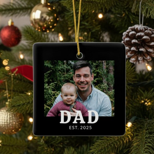 Cadeau voor papa met foto keramisch ornament
