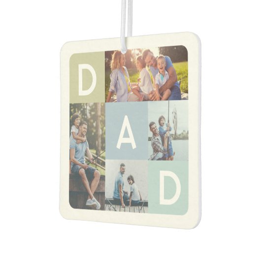 Cadeau voor papa | Moderne Blauwe Foto Grid Collag Luchtverfrisser (Links)