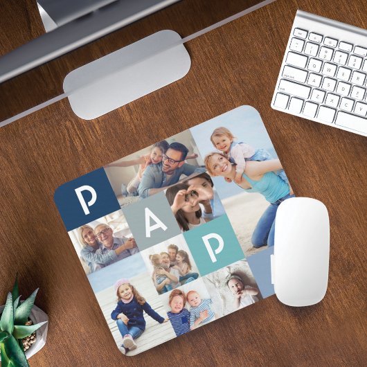 Cadeau voor Papa | Papa Modern Multiple Photo Grid Muismat