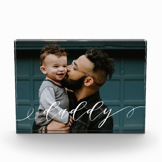 Cadeau voor papa | Papa Script Calligraphy Keepomw Fotoblokken (Voorkant)