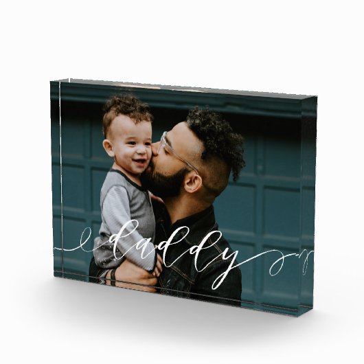 Cadeau voor papa | Papa Script Calligraphy Keepomw Fotoblokken (Rechts)