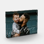 Cadeau voor papa | Papa Script Calligraphy Keepomw Fotoblokken (Links)