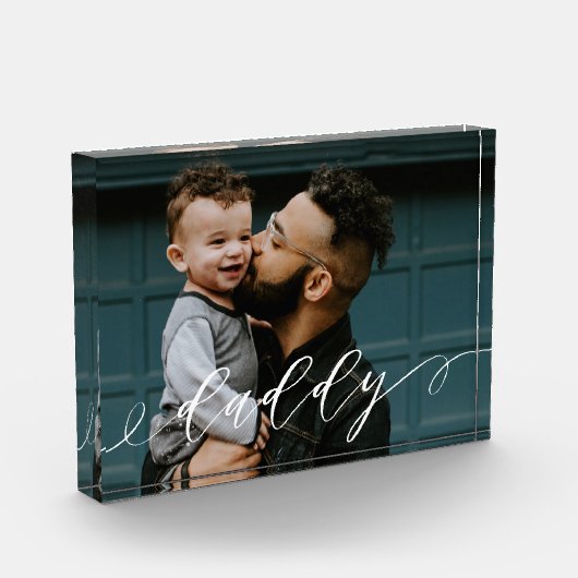 Cadeau voor papa | Papa Script Calligraphy Keepomw Fotoblokken (Links)