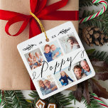 Cadeau voor papaver | Foto-collage voor kleinkinde Keramisch Ornament<br><div class="desc">Verstuur een mooi gepersonaliseerd cadeau naar je opa (papaver) dat hij voor altijd zal koesteren. Speciaal gepersonaliseerd ornament voor kleinkinderen fotocollage om uw eigen speciale familiefoto's en herinneringen weer te geven. Ons ontwerp is voorzien van een eenvoudig rasterontwerp van zes fotocollage met "Poppy", dat is ontworpen in een prachtige, met...</div>