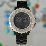 Cadeau voor Partner. 60e verjaardag Gift Watch Horloge<br><div class="desc">Gift watch for Partner op haar verjaardag. Speciale wacht met inscriptie. 60ste verjaardagscadeau. Let op inscriptie plus het bericht "Met liefde". Ook de namen van elke partner. Zwart horlogegezicht.</div>