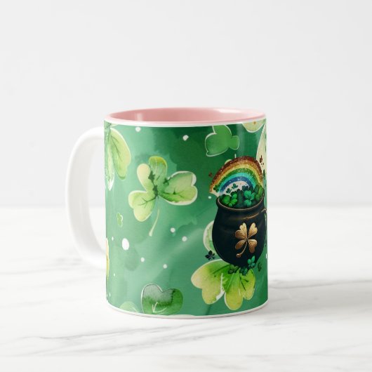 Cadeau voor Patrick's Day Tweekleurige Koffiemok (Voorkant links)
