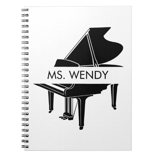 Cadeau voor Piano Teacher Grand Piano Notitieboek (Voorkant)