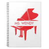 Cadeau voor Piano Teacher Grand Piano Notitieboek (Voorkant)