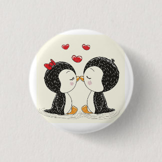 Cadeau voor pinguïn liefhebber leuk knoopje cadeau ronde button 3,2 cm