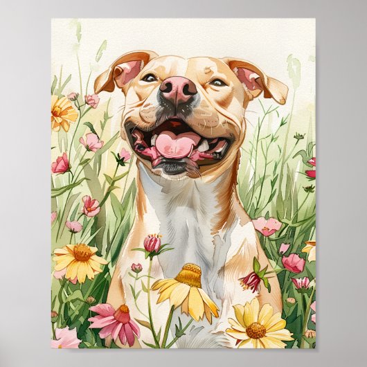 Cadeau voor Pit Bull Owner Dog Art Wall Poster (Voorkant)